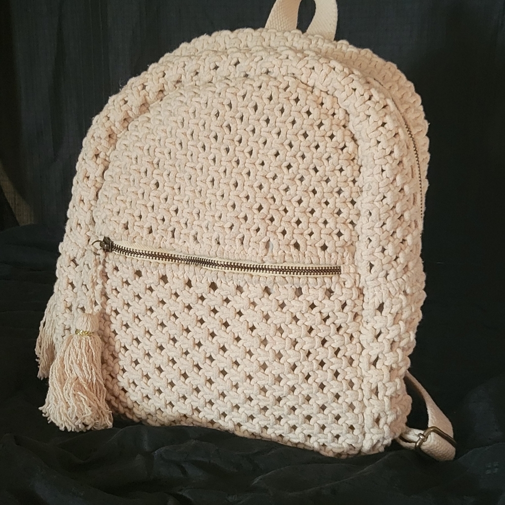 Crochet macrame style backpack